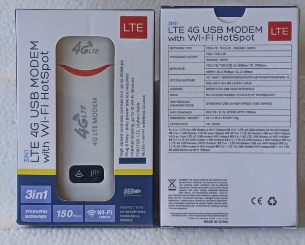 LTE 4G USB Modem with Wi-Fi Hotspot - Image 3